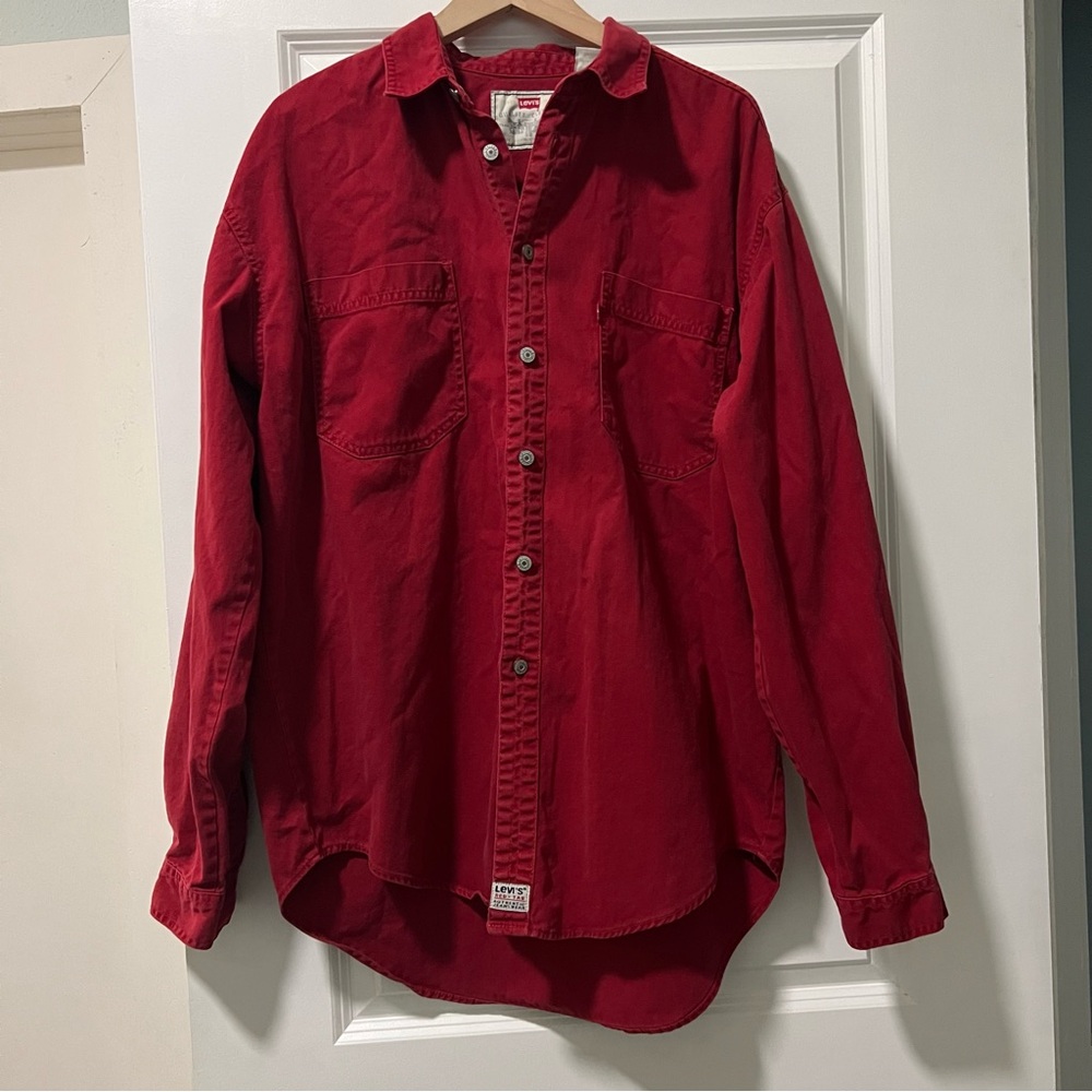 Vintage 90s Levi’s Men’s Shirt Size Large Red Tab Double Pocket 100% Cotton